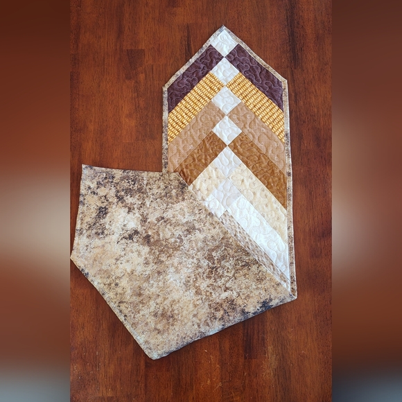 Golden Ember! NEW HANDMADE Quilted Table Runner -  12" X 46" - Picture 5 of 10